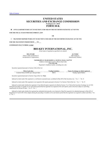 Thumbnail BIO-key International
 10-K Annual Report 2019