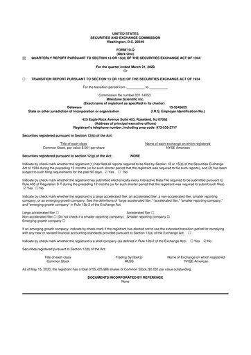 Vorschaubild Milestone Scientific 10-Q Quartalsbericht 2020 