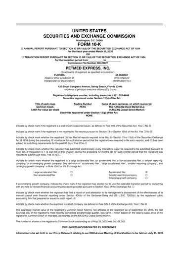Thumbnail PetMed Express
 10-K Annual Report 2020