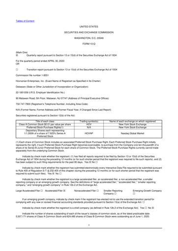 Vorschaubild Hovnanian Enterprises
 10-Q Quartalsbericht  