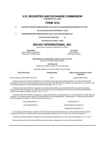 Vorschaubild BIO-key International
 10-Q Quartalsbericht 2020 