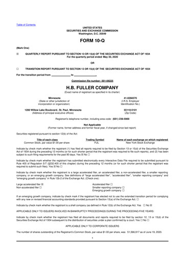 Thumbnail H.B. Fuller
 10-Q Quarterly Report FY 