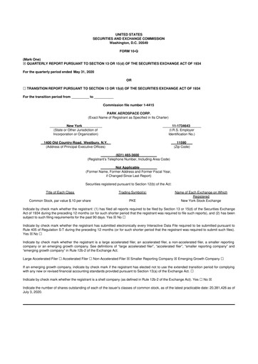 Miniature Park Aerospace 10-Q Rapport trimestriel 2021 