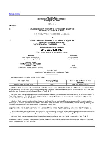 Thumbnail MRC Global
 10-Q Quarterly Report FY2020 