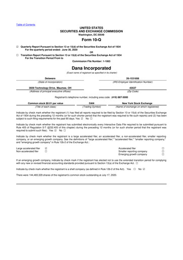 Thumbnail Dana Incorporated 10-Q Quarterly Report FY 