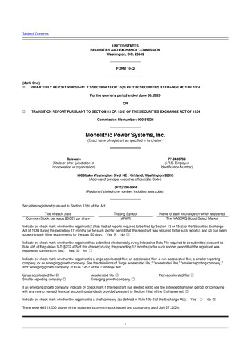 Thumbnail Monolithic Power Systems 10-Q Quarterly Report FY2020 
