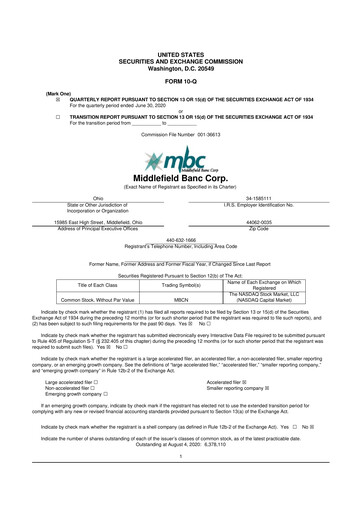 Thumbnail Middlefield Banc
 10-Q Quarterly Report FY2020 
