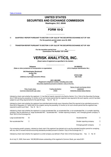 Thumbnail Verisk Analytics 10-Q Quarterly Report FY2020 