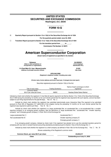 Thumbnail American Superconductor Corporation 10-Q Quarterly Report FY2020 