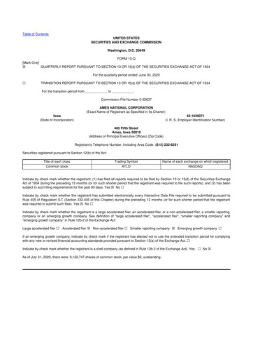 Thumbnail Ames National Corp. 10-Q Quarterly Report FY 