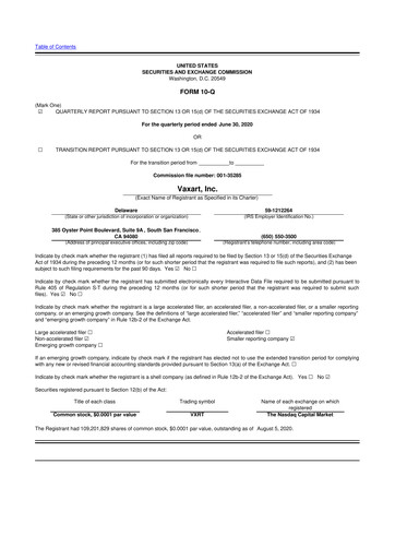 Thumbnail Vaxart 10-Q Quarterly Report FY2020 