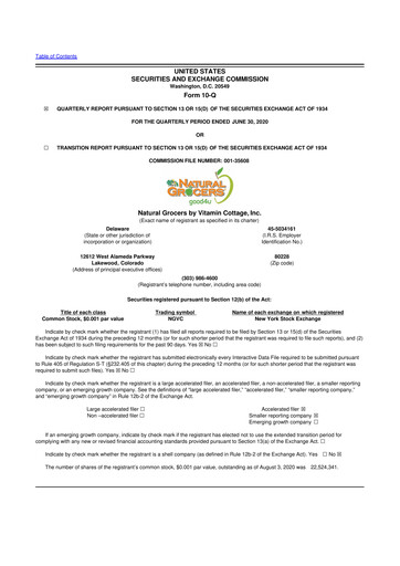 Thumbnail Natural Grocers by Vitamin Cottage 10-Q Quarterly Report FY2019 