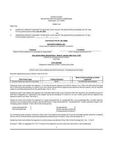 Miniature Nathan's Famous 10-Q Rapport trimestriel 2021 