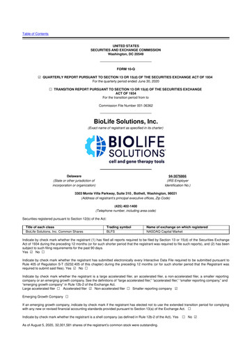 Thumbnail Biolife Solutions
 10-Q Quarterly Report FY 