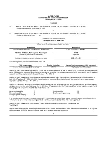 Thumbnail First Northwest Bancorp 10-Q Quarterly Report FY2020 