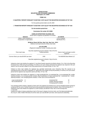 Thumbnail Lindblad Expeditions 10-Q Quarterly Report FY2020 