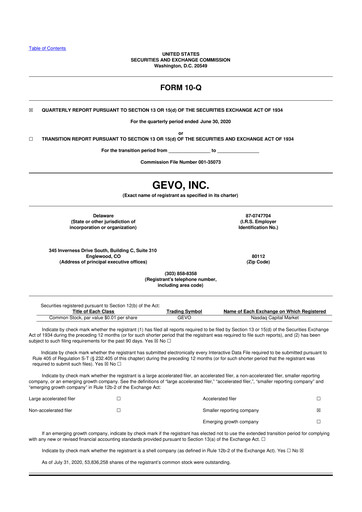 Vorschaubild Gevo 10-Q Quartalsbericht 2020 