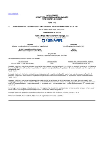 Thumbnail Perma-Pipe International 10-Q Quarterly Report FY 