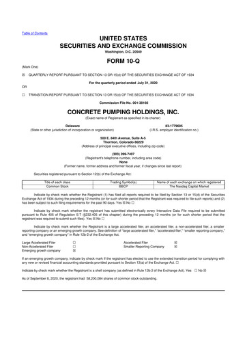 Vorschaubild Concrete Pumping Holdings 10-Q Quartalsbericht 2020 