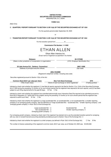 Thumbnail Ethan Allen
 10-Q Quarterly Report FY2021 