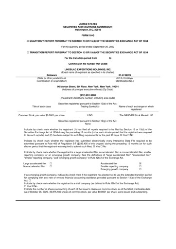 Thumbnail Lindblad Expeditions 10-Q Quarterly Report FY2020 