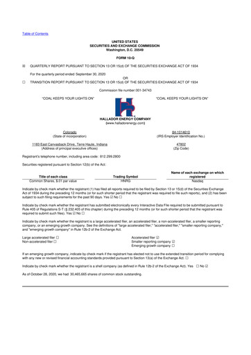 Thumbnail Hallador Energy Company
 10-Q Quarterly Report FY2020 