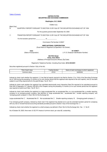 Thumbnail Ames National Corp. 10-Q Quarterly Report FY 