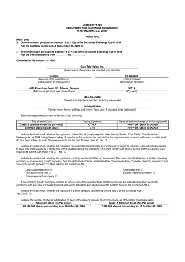 Thumbnail Gray Media
 10-Q Quarterly Report FY2020 
