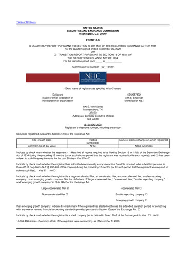 Thumbnail National Healthcare
 10-Q Quarterly Report FY2020 