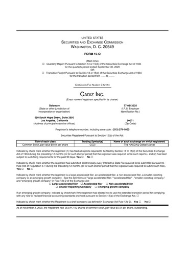 Thumbnail Cadiz Inc. 10-Q Quarterly Report FY2020 