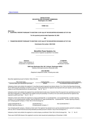 Thumbnail Monolithic Power Systems 10-Q Quarterly Report FY2020 