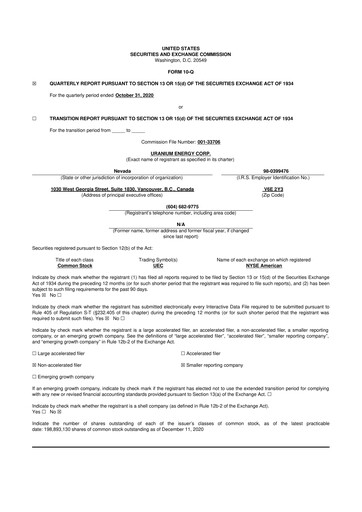 Thumbnail Uranium Energy
 10-Q Quarterly Report FY2021 