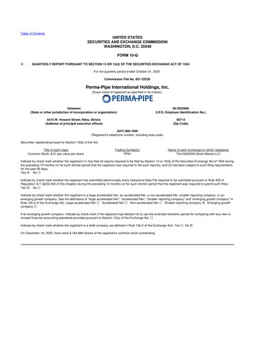 Thumbnail Perma-Pipe International 10-Q Quarterly Report FY 