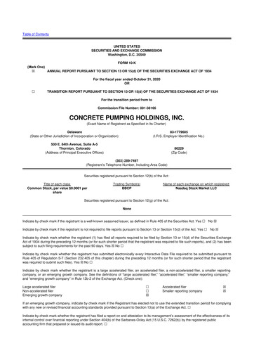 Thumbnail Concrete Pumping Holdings 10-K Annual Report 2020