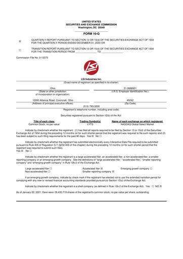 Miniature LSI Industries 10-Q Rapport trimestriel 2021 