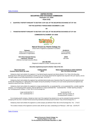 Thumbnail Natural Grocers by Vitamin Cottage 10-Q Quarterly Report FY2021 