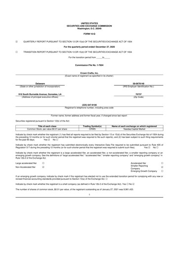 Thumbnail Crown Crafts 10-Q Quarterly Report FY2021 