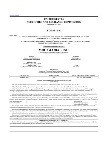 Miniature MRC Global
 10-K Rapport annuel 2020