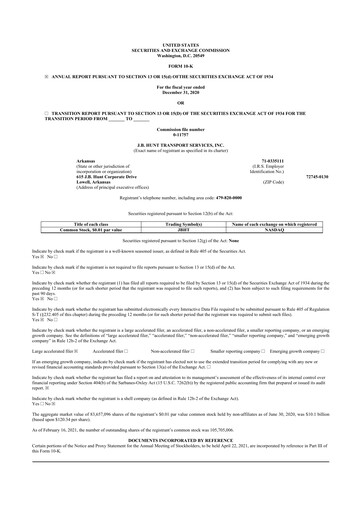 Thumbnail J. B. Hunt
 10-K Annual Report 2020