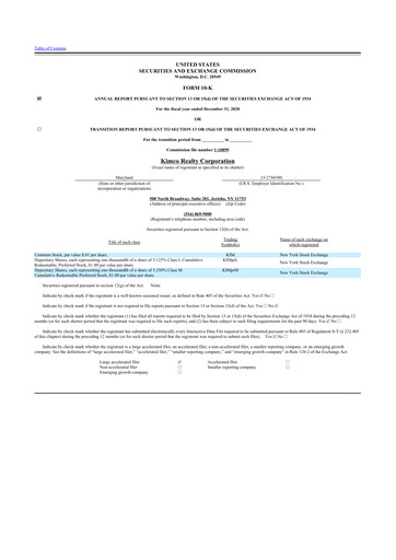 Thumbnail Kimco Realty
 10-K Annual Report 2020