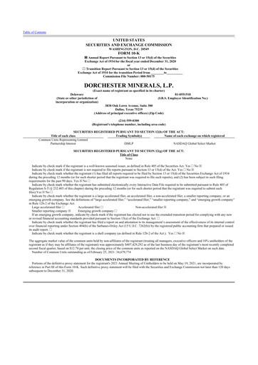 Thumbnail Dorchester Minerals 10-K Annual Report 2020