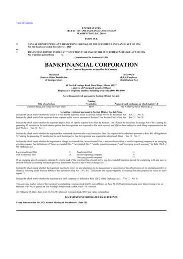 Thumbnail BankFinancial 10-K Annual Report 2020