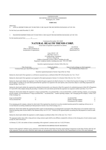 Thumbnail Natural Health Trends 10-K Annual Report 2020