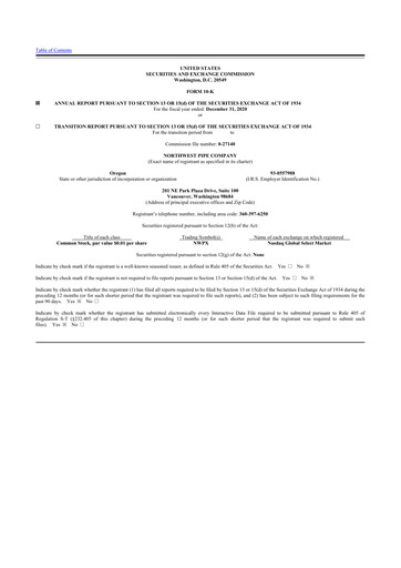 Thumbnail Northwest Pipe Company
 10-K Annual Report 2020