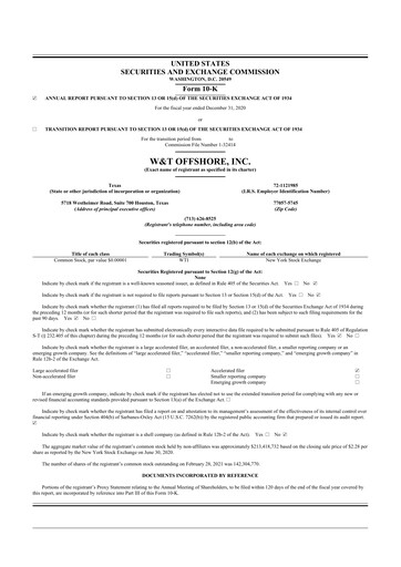 Thumbnail W&T Offshore 10-K Annual Report 2020