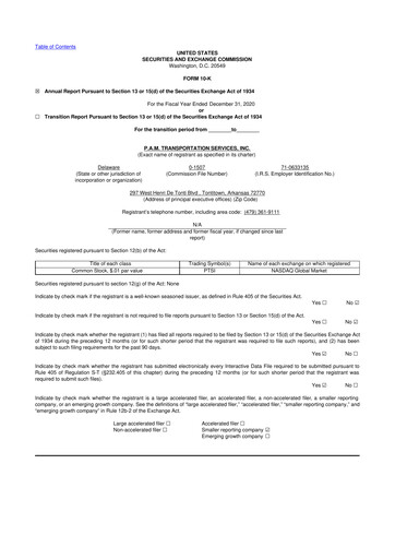 Thumbnail PAMT Corp 10-K Annual Report 2020