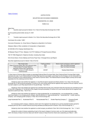 Vorschaubild Hovnanian Enterprises
 10-Q Quartalsbericht  