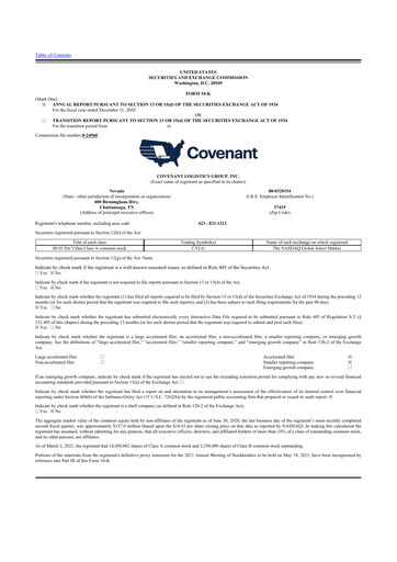 Thumbnail Covenant Logistics
 10-K Annual Report 2020