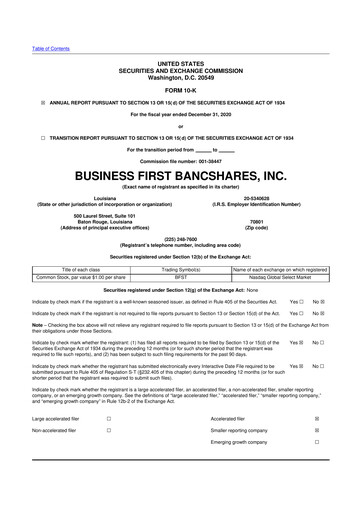 Vorschaubild Business First Bancshares 10-K Jahresbericht 2020