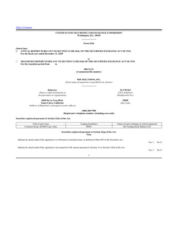 Miniature PDF Solutions 10-K Rapport annuel 2020